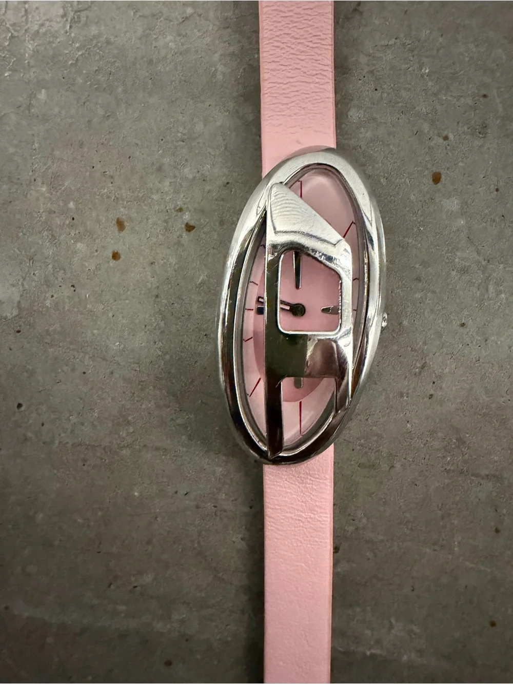 DIESEL DZ5621 PINK LEATHER WATCH & MATCHING RING SET NWT